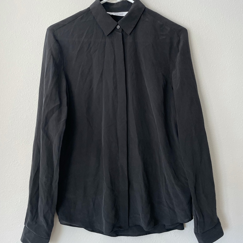 & other stories 100% silk button down, size 2